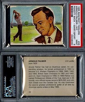 1965 Bancroft Tiddlers "Giants of Sports" Arnold Palmer/Front - PSA MINT 9 and Arnold Palmer/Back - PSA MINT 9 (2 Items) - His Rookie Cards!